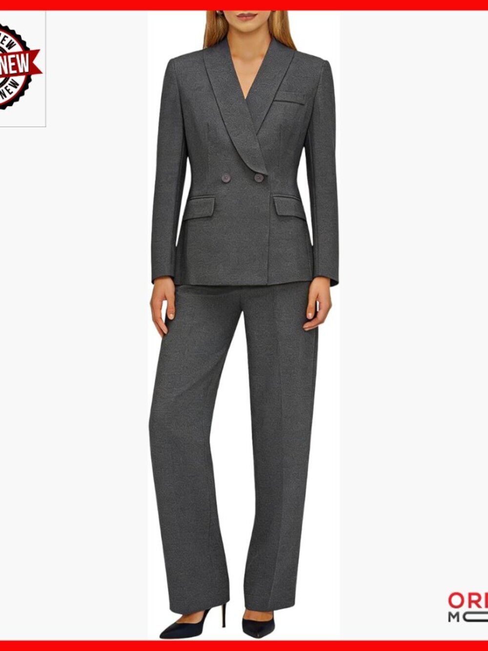 Double Breasted Blazer Pantsuit Professional Office Work Set Polyester Spandex